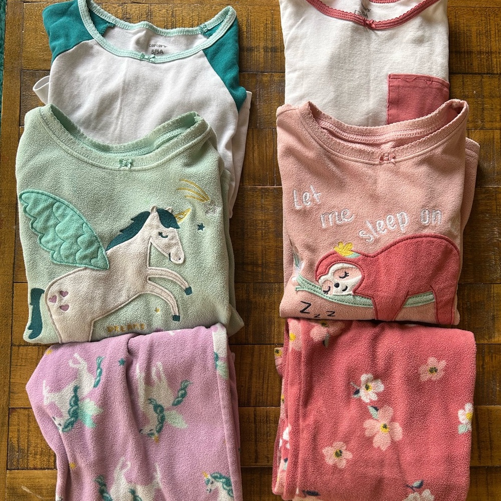 Kids Pajamas Set - Unicorn and Sloth Designs | 5T Carter’s